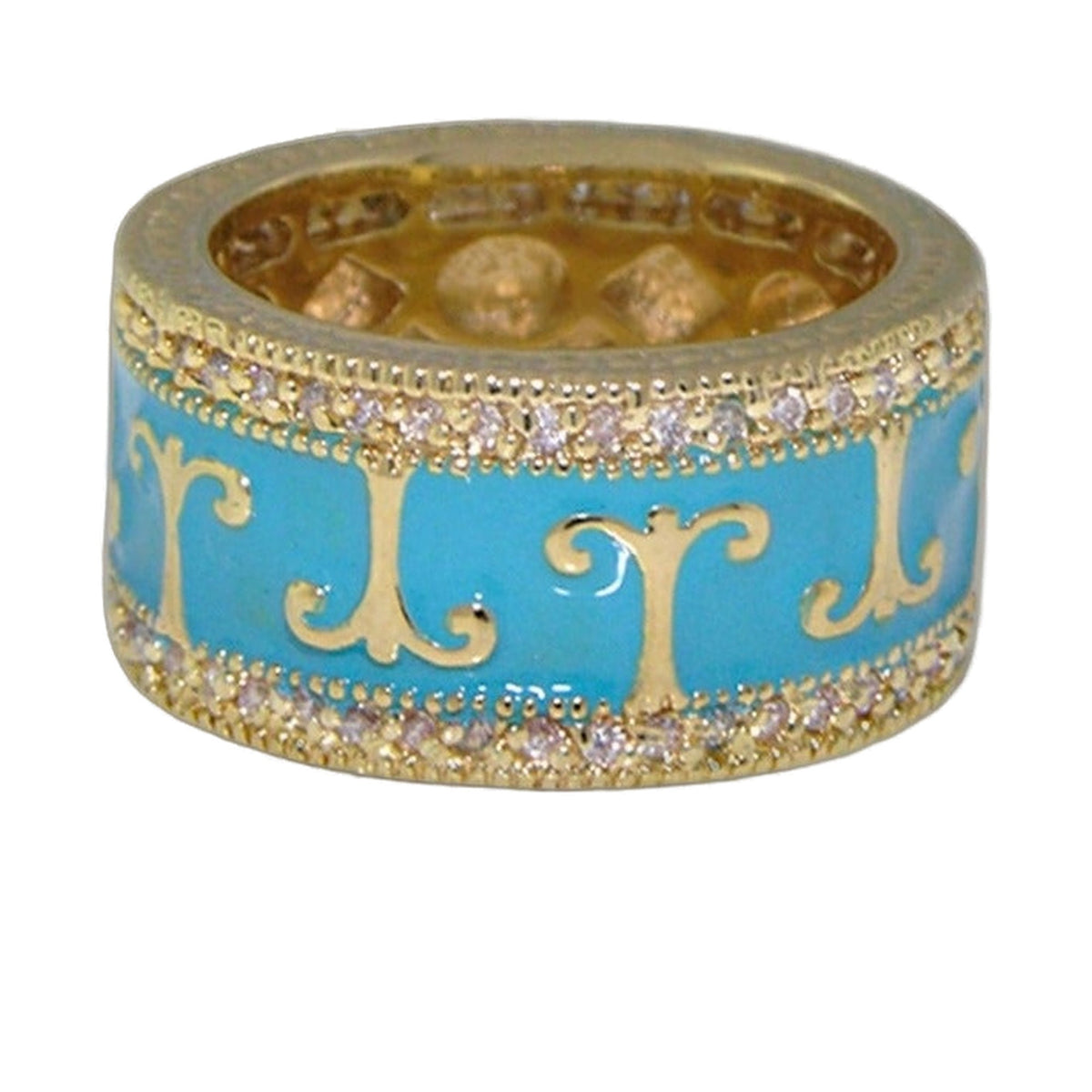 Renaissance Style Ring Pavé Edge Scroll band by Lauren G Adams, gold-tone with pavé edge stones on Tampa Home & Garden Store