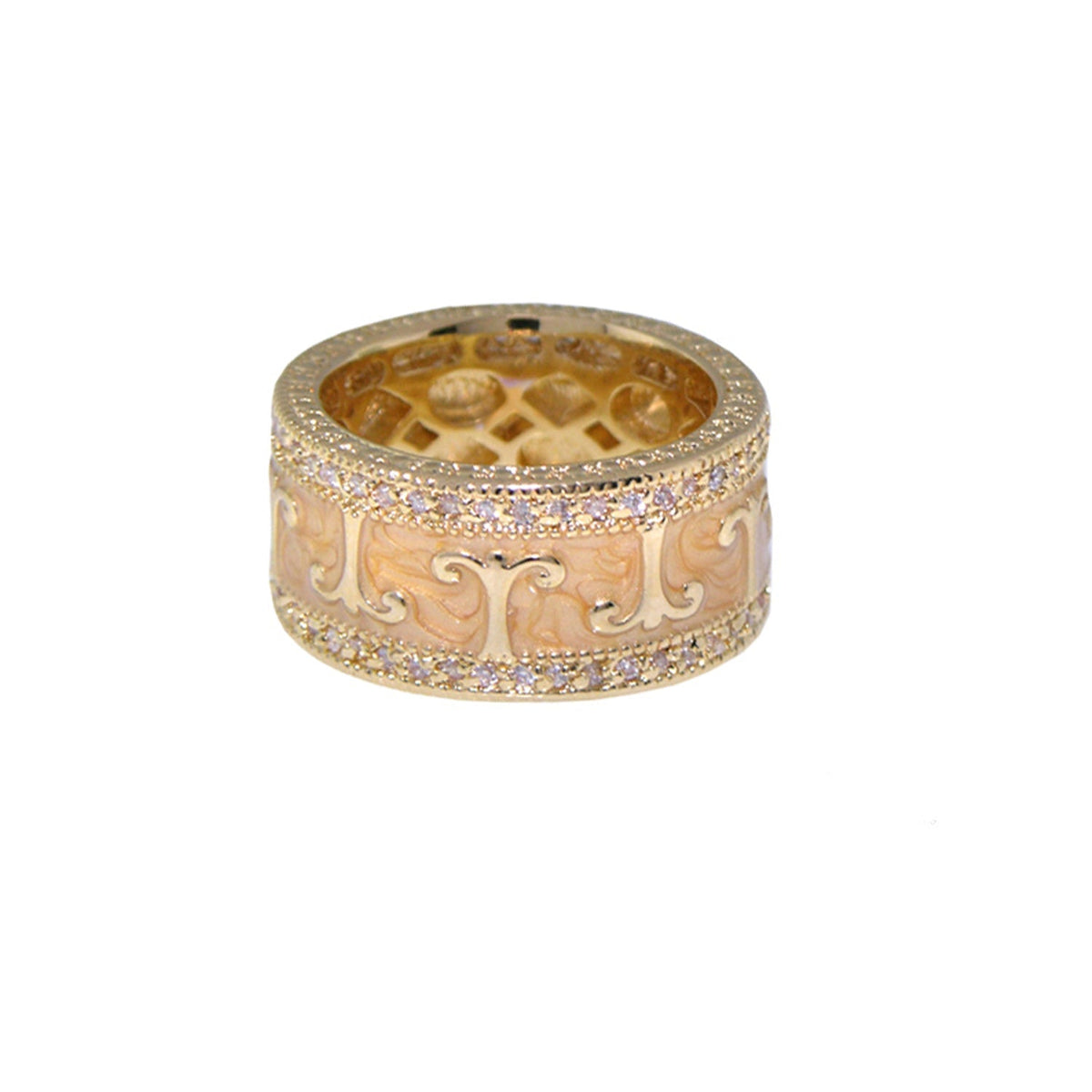 Band Ring Renaissance Style Ring Pavé Edge Scroll gold-tone band by Lauren G Adams on Tampa Home & Garden Store