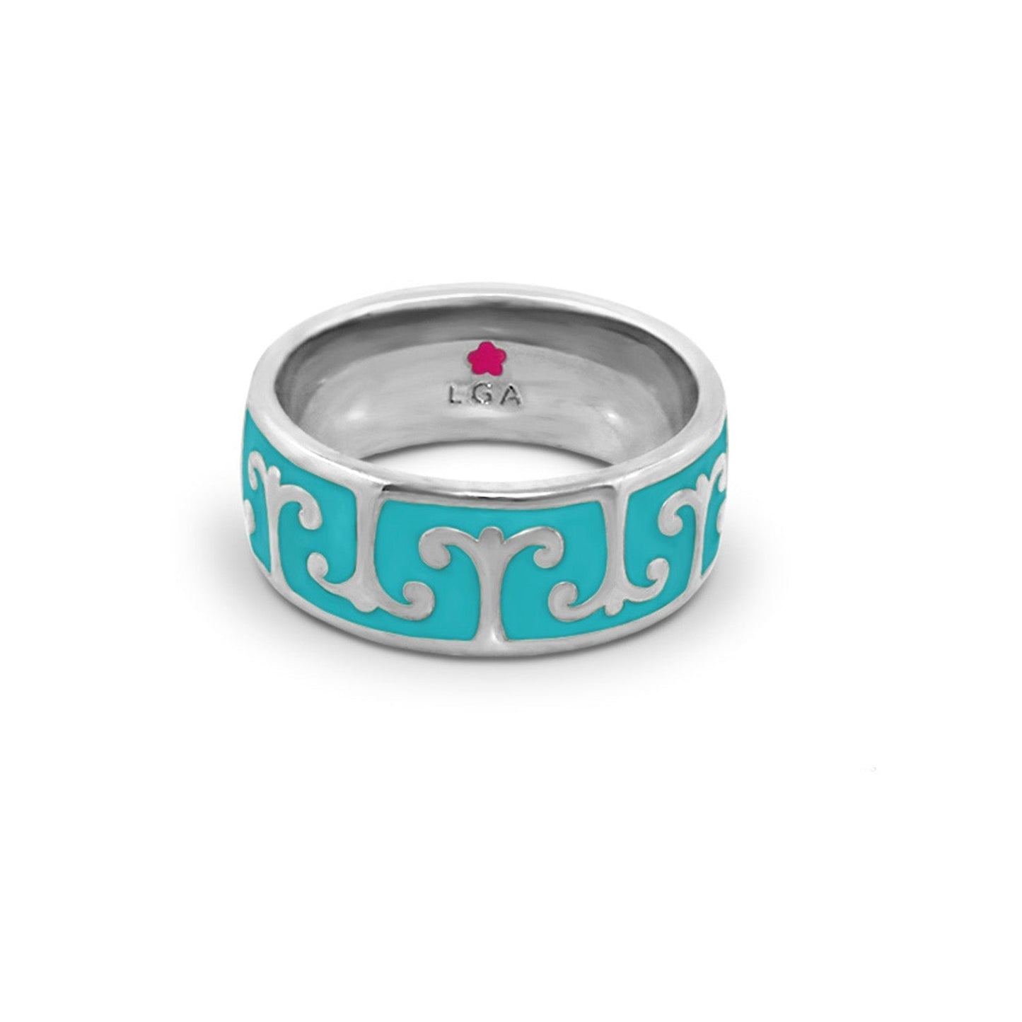 Renaissance Style Ring - Scroll Band turquoise enamel on silver band by Lauren G Adams on Tampa Home & Garden Store