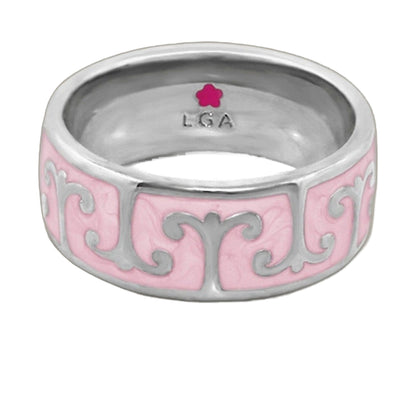 Renaissance Style Ring — Scroll Band pink enamel with gray scrollwork Lauren G Adams on Tampa Home & Garden Store