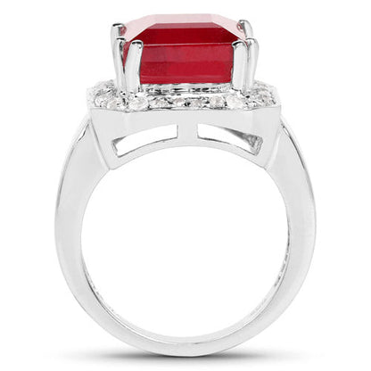 Bids.com .925 sterling silver ring with red ruby center and white topaz halo on Tampa Home & Garden Store