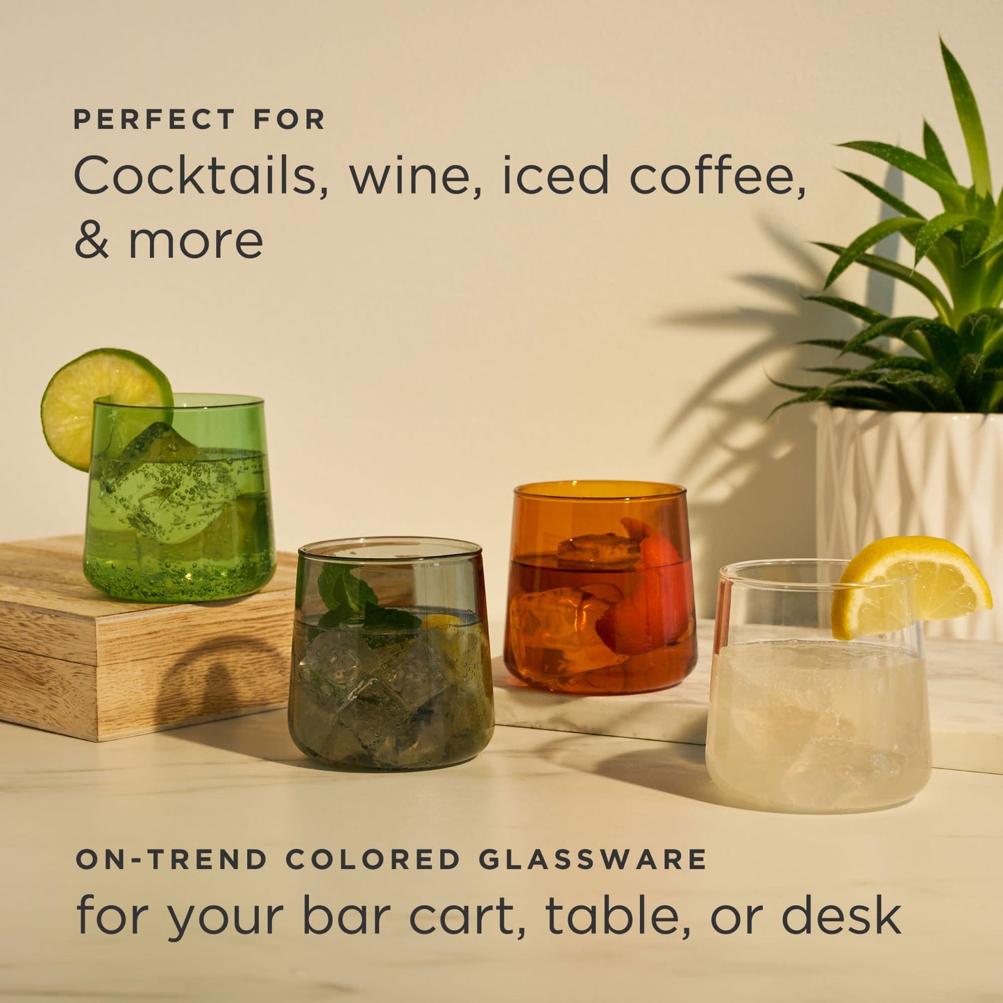 Aurora Multicolor Cocktail Glassware Set of 4