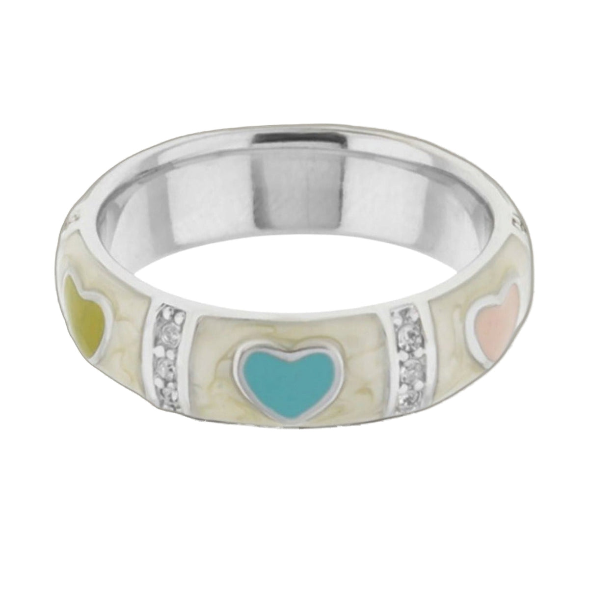 Stackable Ring Lots of Love Heart & Pavé Station with pastel hearts by Lauren G Adams on Tampa Home & Garden Store