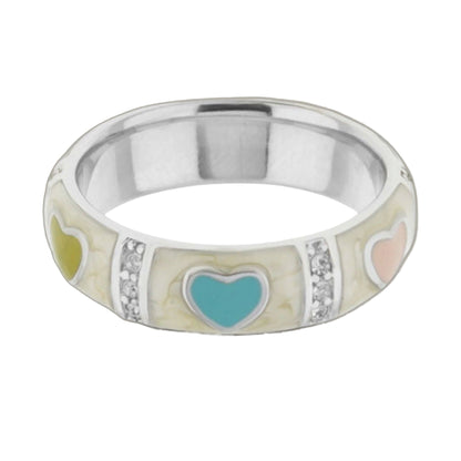 Stackable Ring Lots of Love Heart & Pavé Station with pastel hearts by Lauren G Adams on Tampa Home & Garden Store
