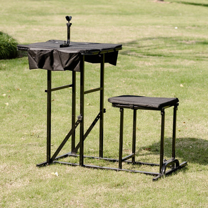 GemGear foldable shooting bench with adjustable table and padded seat, two-piece setup on Tampa Home & Garden Store