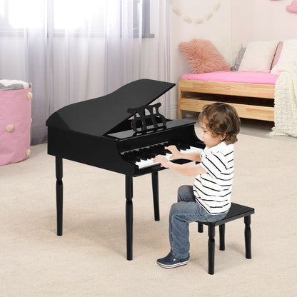 30-Key Wood Toy Kids Grand Piano with Bench