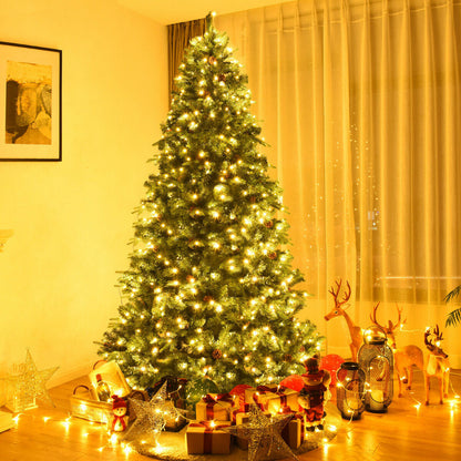 7.5 ft artificial Christmas tree with LED lights and pine cones DirectDeals indoor decor on Tampa Home & Garden Store