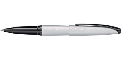 ATX Brushed Chrome Rollerball Pen by A.T. Cross with black cap and textured silver barrel on Tampa Home & Garden Store