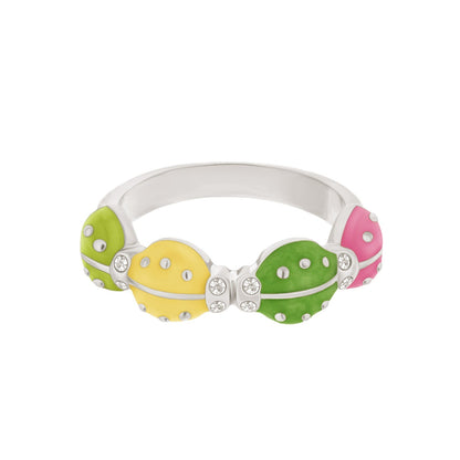 Lady Poof Ring, Lauren G Adams, colorful butterfly segments in lime yellow pink with crystals on Tampa Home & Garden Store