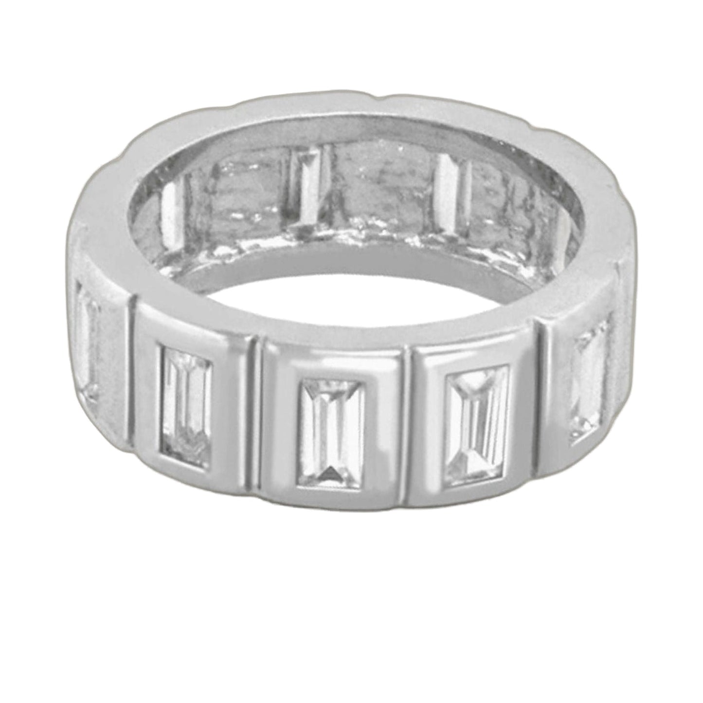 Glamour Pave Stackable Ring - Framed Baguette eternity band, silver tone by Lauren G Adams on Tampa Home & Garden Store