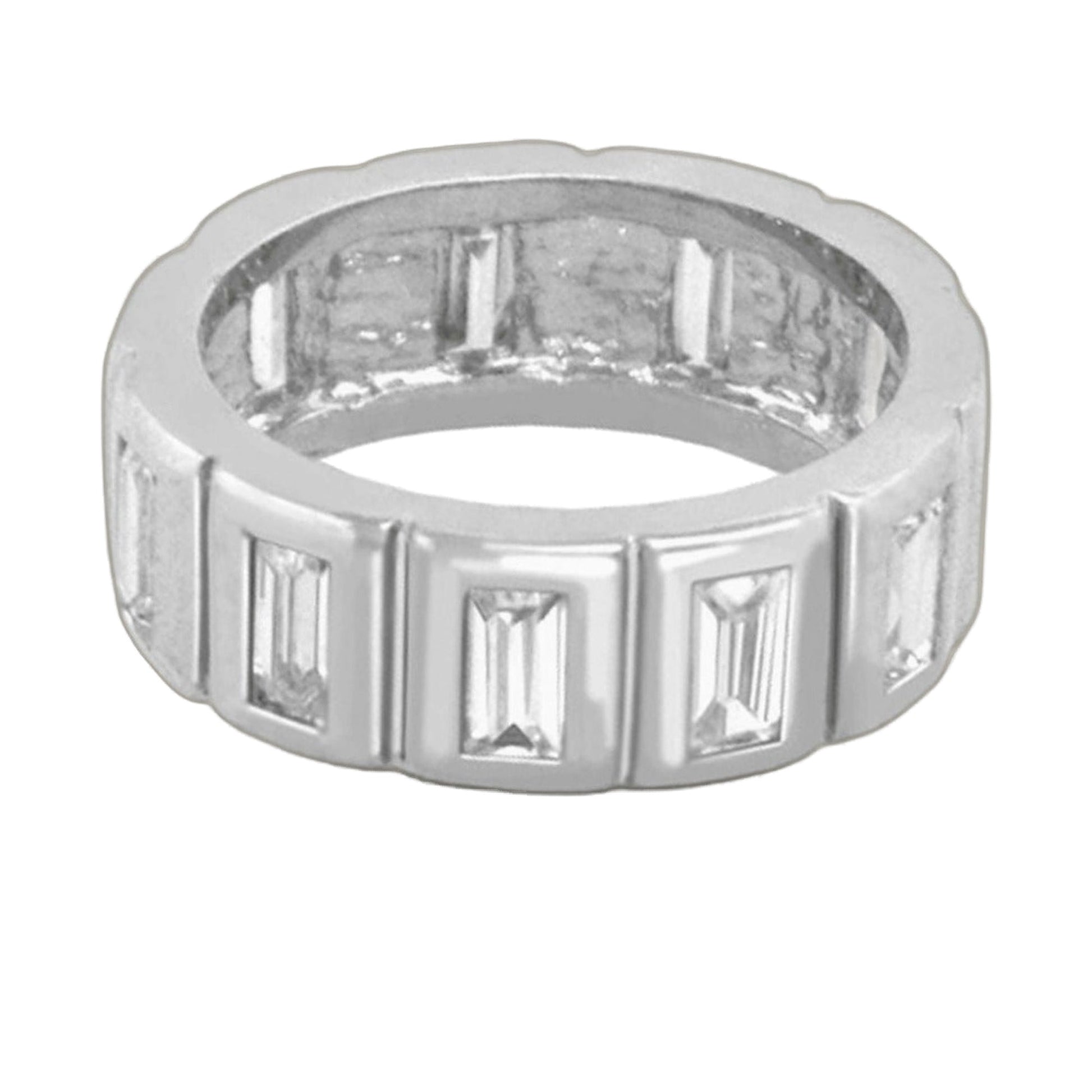 Glamour Pave Stackable Ring - Framed Baguette eternity band, silver tone by Lauren G Adams on Tampa Home & Garden Store