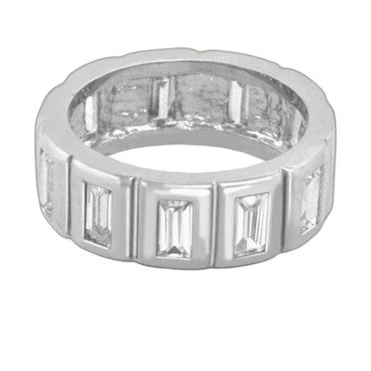 Glamour Pave Stackable Ring - Framed Baguette eternity band, silver tone by Lauren G Adams on Tampa Home & Garden Store