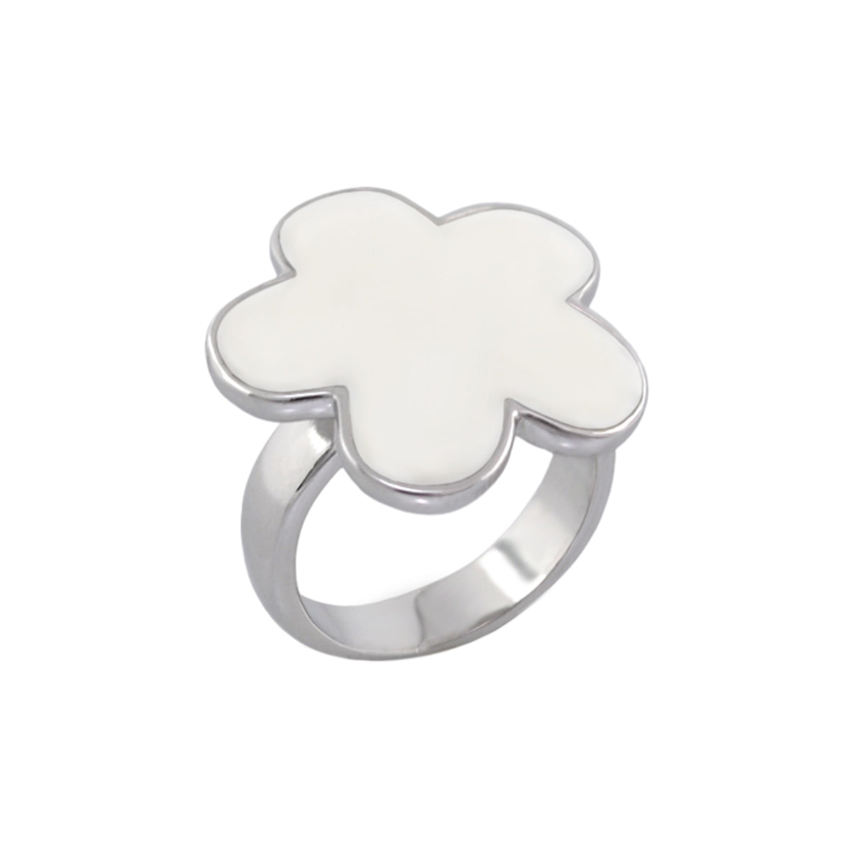 Daisy flower cocktail ring in white enamel with silver band by Lauren G Adams on Tampa Home & Garden Store