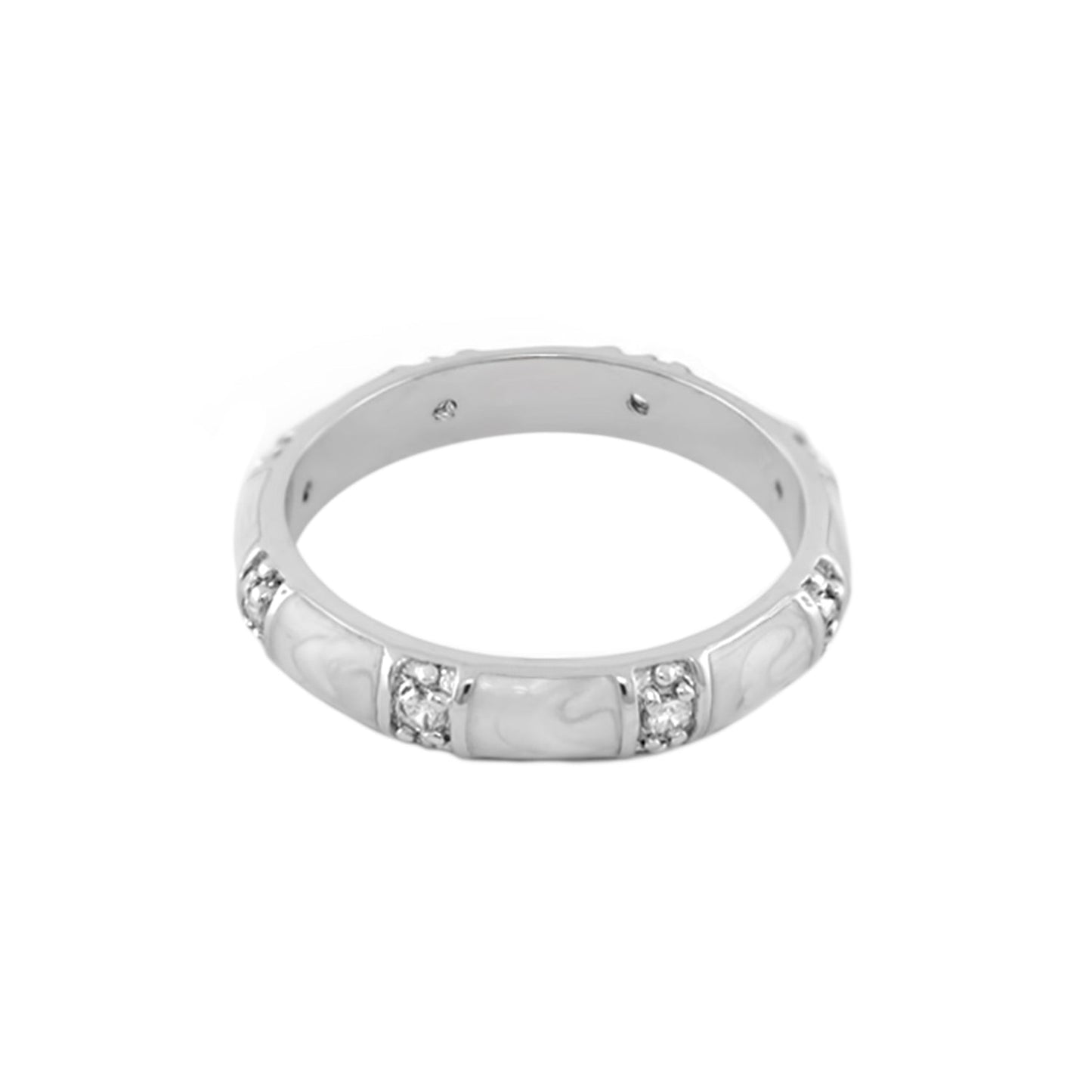 Santa Barbara Ring stackable ring in silver with white enamel and crystal accents Lauren G Adams on Tampa Home & Garden Store