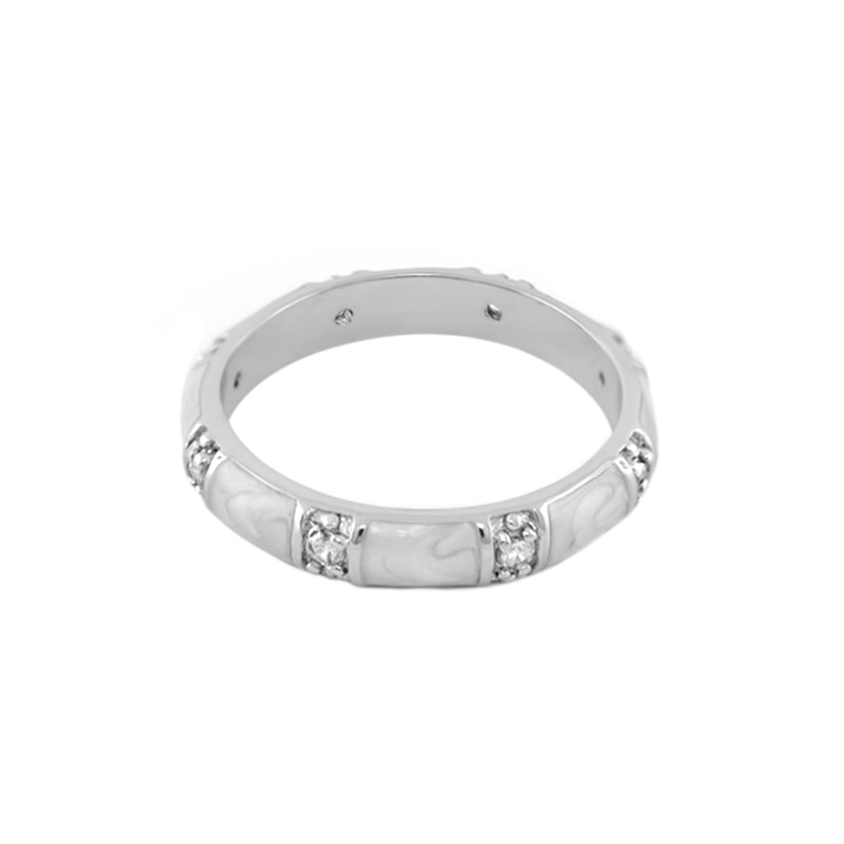 Santa Barbara Ring stackable ring in silver with white enamel and crystal accents Lauren G Adams on Tampa Home & Garden Store