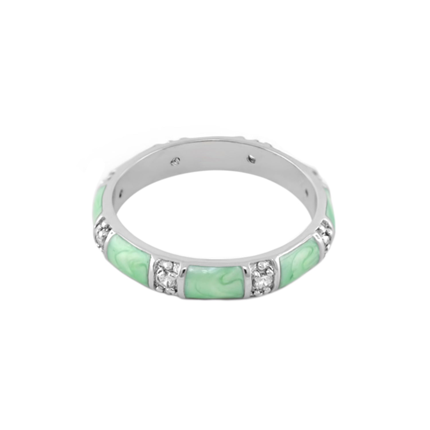 Santa Barbara Ring stackable by Lauren G Adams with mint-green enamel on silver band on Tampa Home & Garden Store