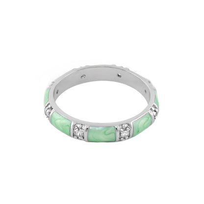 Santa Barbara Ring stackable by Lauren G Adams with mint-green enamel on silver band on Tampa Home & Garden Store