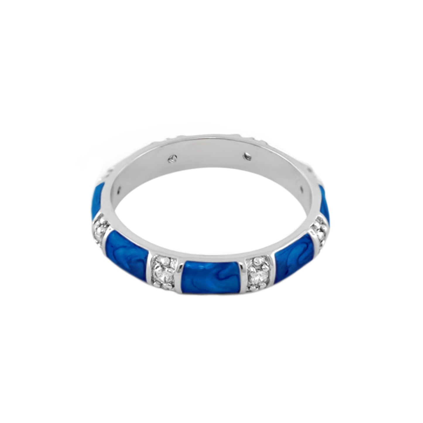 Santa Barbara Ring, stackable blue inlay ring in silver with diamonds, Lauren G Adams on Tampa Home & Garden Store