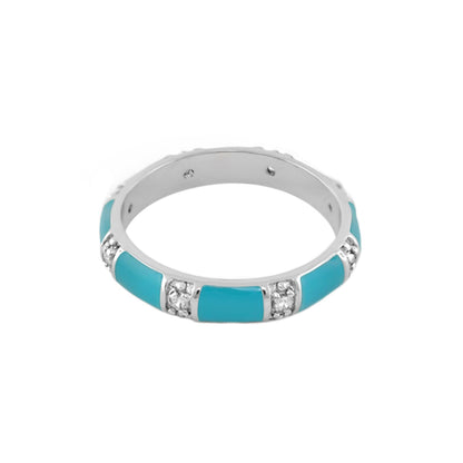 Santa Barbara Ring stackable turquoise inlay with crystal accents by Lauren G Adams on Tampa Home & Garden Store
