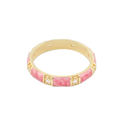 Santa Barbara Ring, Lauren G Adams gold tone stackable ring with pink enamel and crystals on Tampa Home & Garden Store