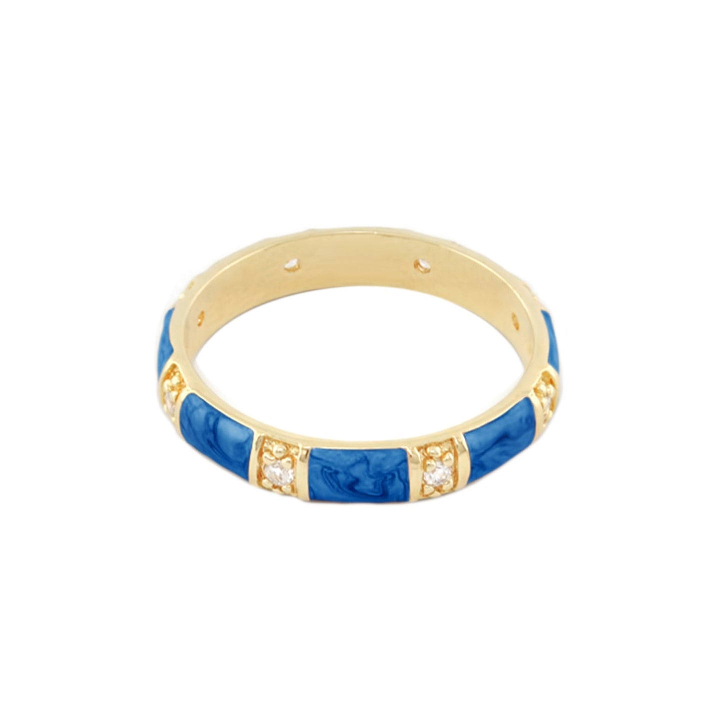 Santa Barbara Ring, gold stackable ring with blue enamel and crystal accents by Lauren G Adams on Tampa Home & Garden Store