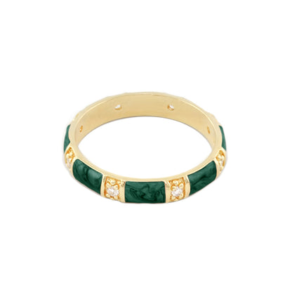 Santa Barbara Ring stackable gold ring with green enamel and tiny diamonds, Lauren G Adams on Tampa Home & Garden Store