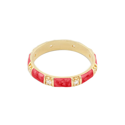 Santa Barbara Ring gold-tone stackable ring with red enamel blocks and diamonds on Tampa Home & Garden Store