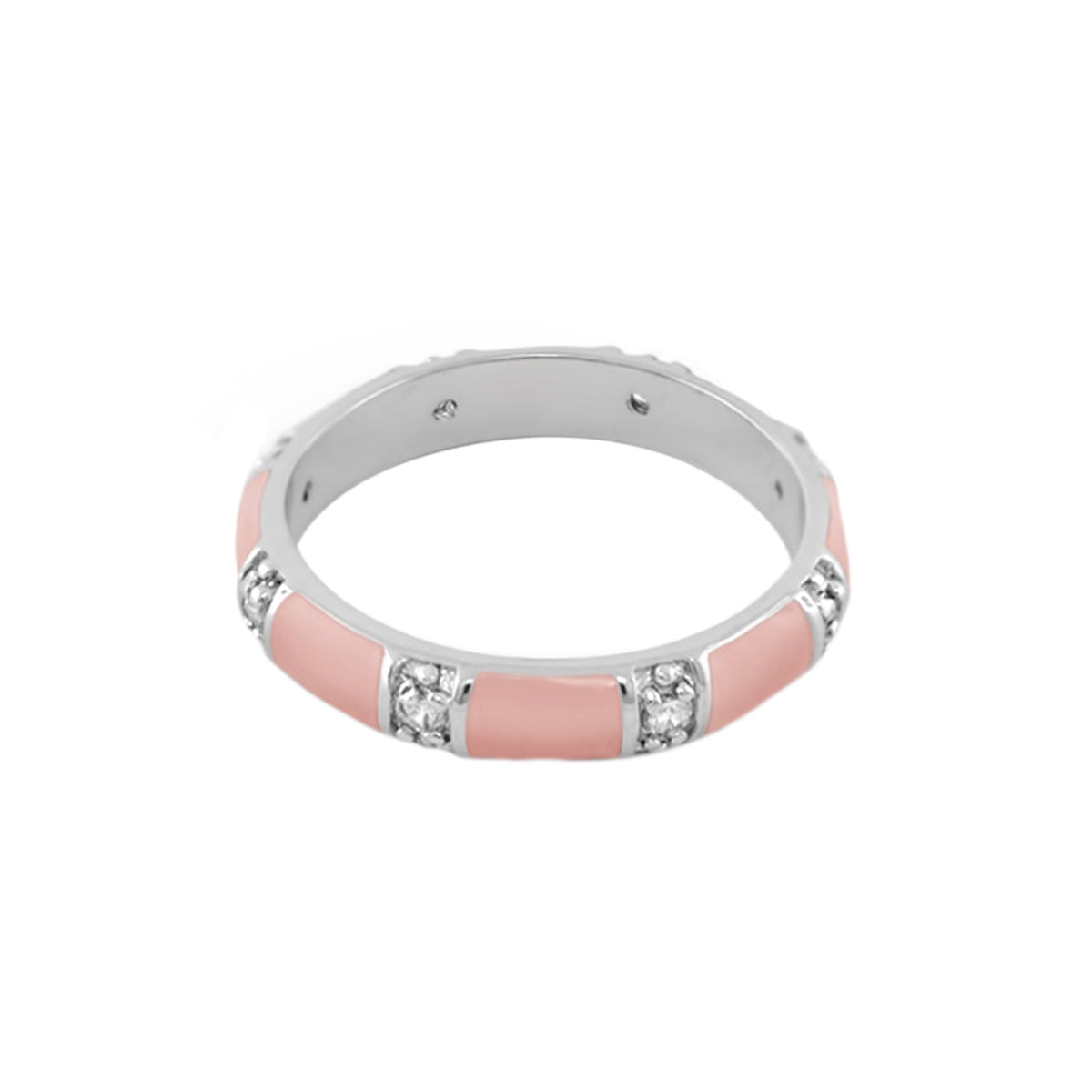 Santa Barbara Ring pink enamel stackable ring with crystal accents by Lauren G Adams on Tampa Home & Garden Store