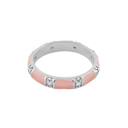 Santa Barbara Ring pink enamel stackable ring with crystal accents by Lauren G Adams on Tampa Home & Garden Store