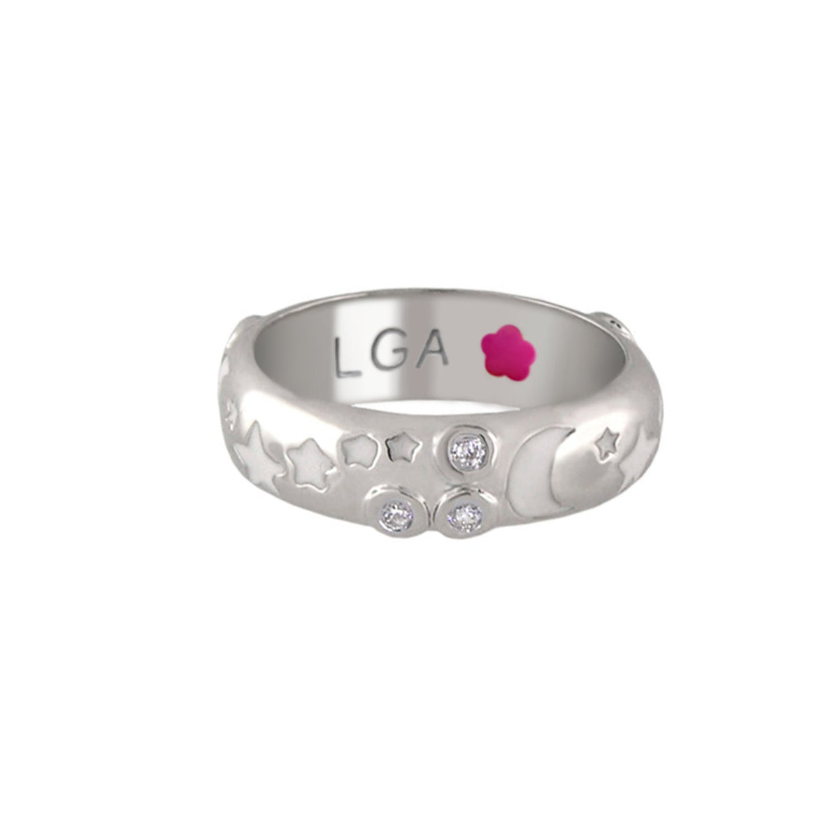 Stars of Night Stackable Ring polished silver band with stars and crystals Lauren G Adams on Tampa Home & Garden Store