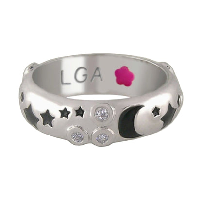 Stars of Night stackable ring by Lauren G Adams, domed band with star cutouts and crystals on Tampa Home & Garden Store