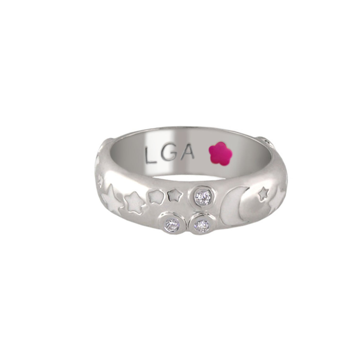 Stars of Night Stackable Ring - domed band with star cutouts and crystals by Lauren G Adams on Tampa Home & Garden Store