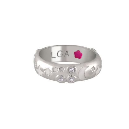 Stars of Night Stackable Ring - domed band with star cutouts and crystals by Lauren G Adams on Tampa Home & Garden Store
