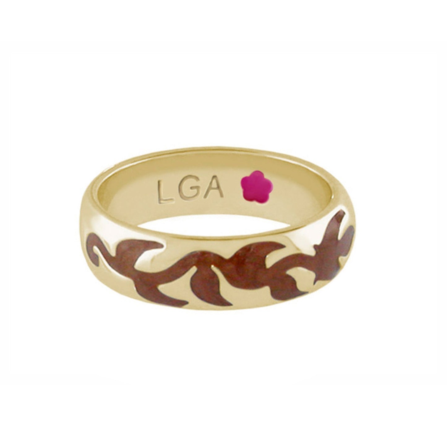 Daisy Swirl Band Ring gold-tone with brown enamel swirl by Lauren G Adams, LGA inside on Tampa Home & Garden Store