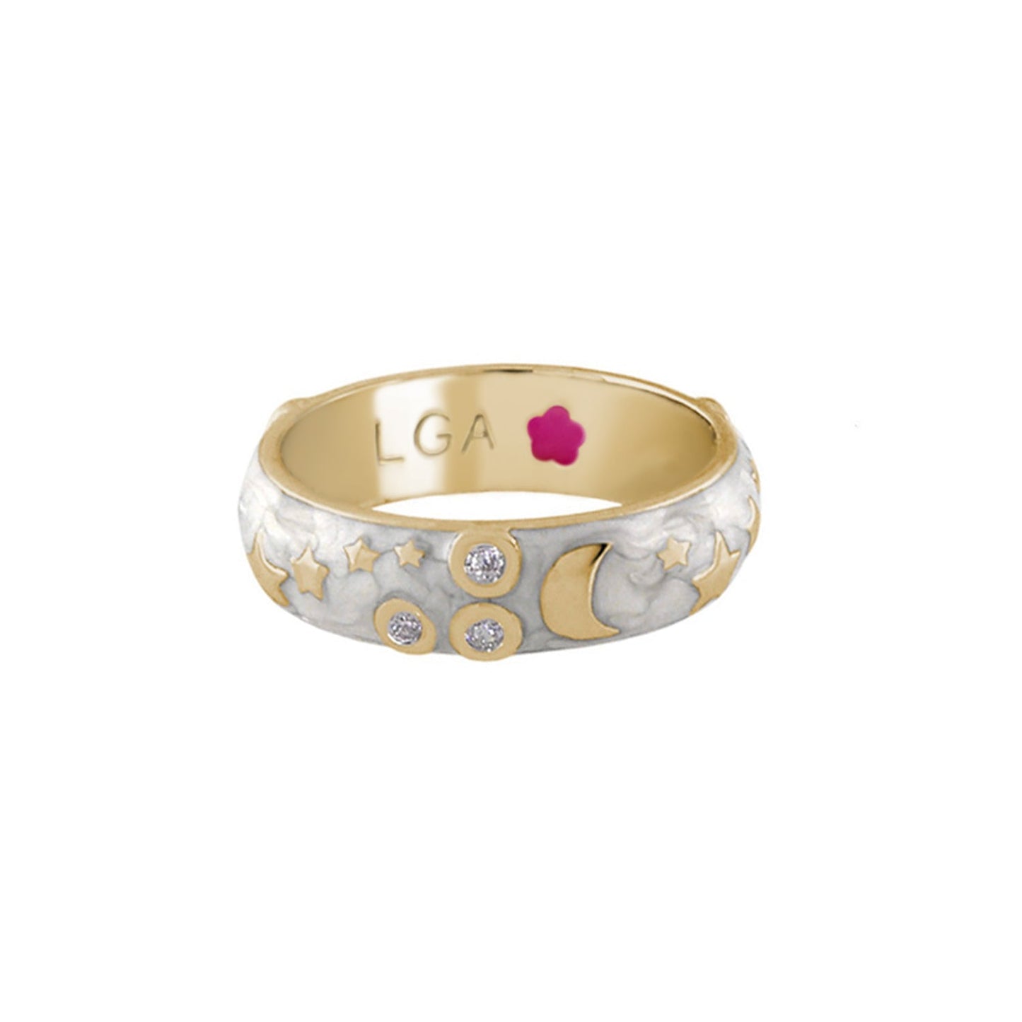 Stars of Night Stackable Ring wide enamel gold and silver moons and stars Lauren G Adams on Tampa Home & Garden Store