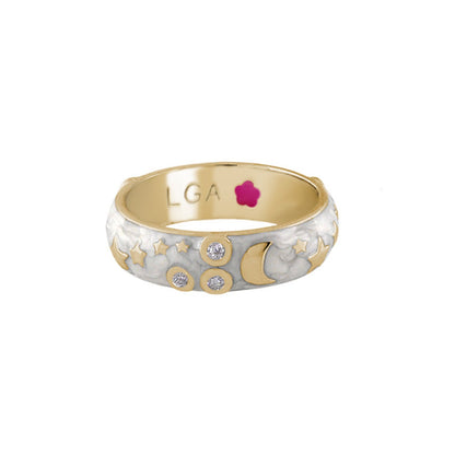 Stars of Night Stackable Ring wide enamel gold and silver moons and stars Lauren G Adams on Tampa Home & Garden Store