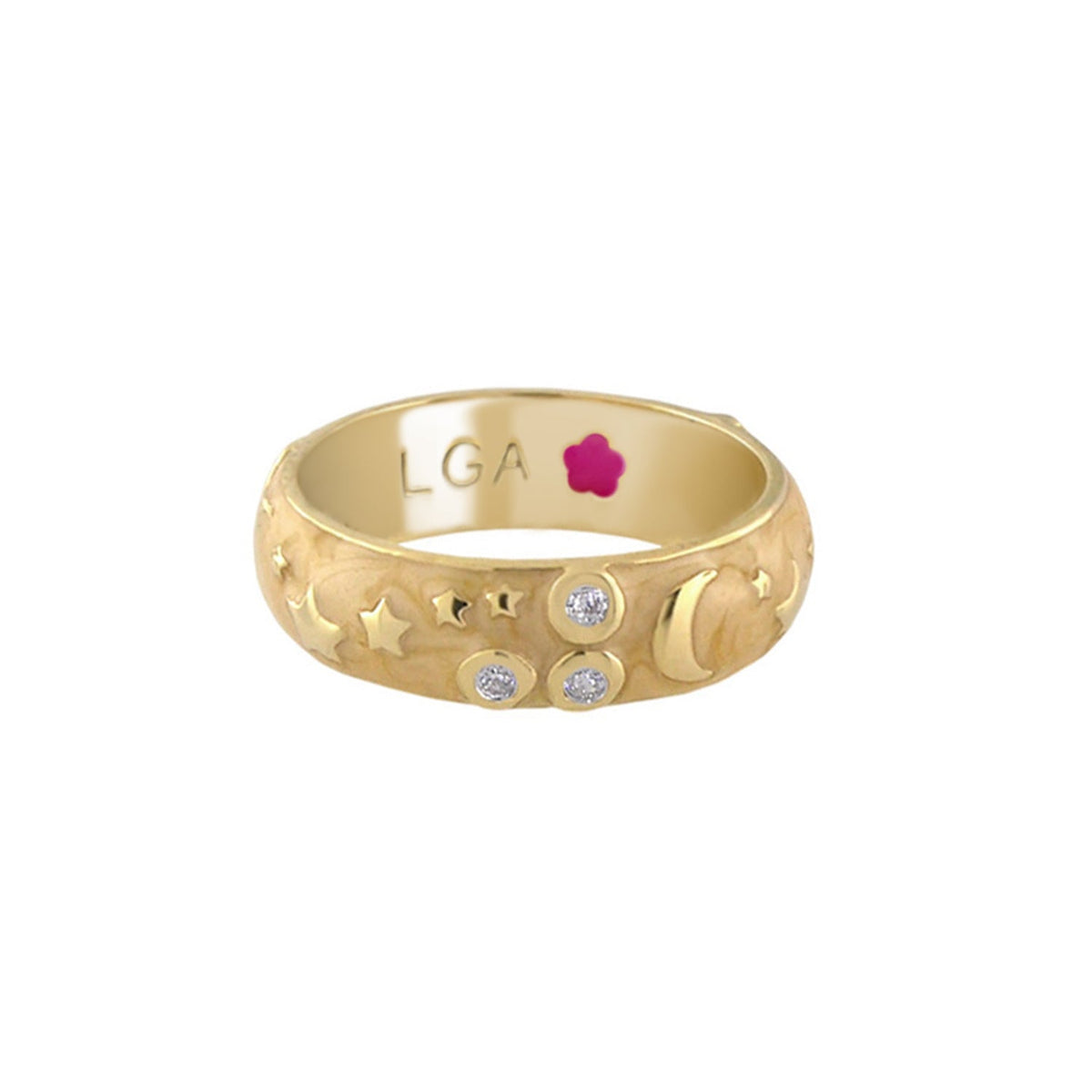 Stars of Night Stackable Ring — Wide Enamel Band, gold tone with stars, moon and crystal accents by Lauren G Adams on Tampa Home & Garden Store