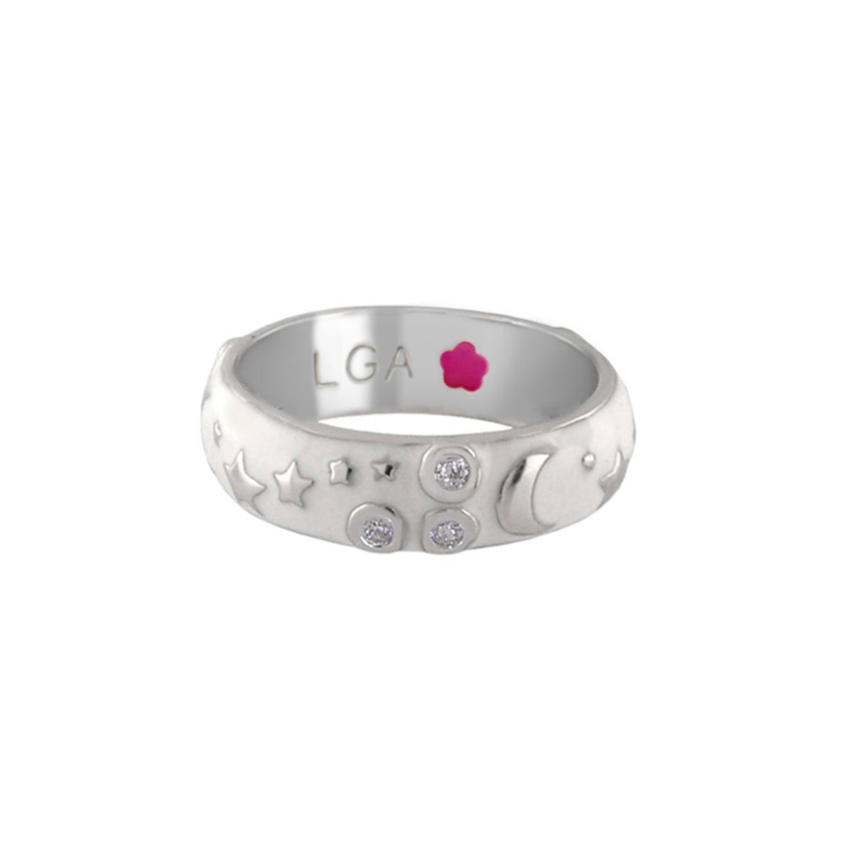 Stars of Night Stackable Ring by Lauren G Adams, wide enamel band with star accents on Tampa Home & Garden Store