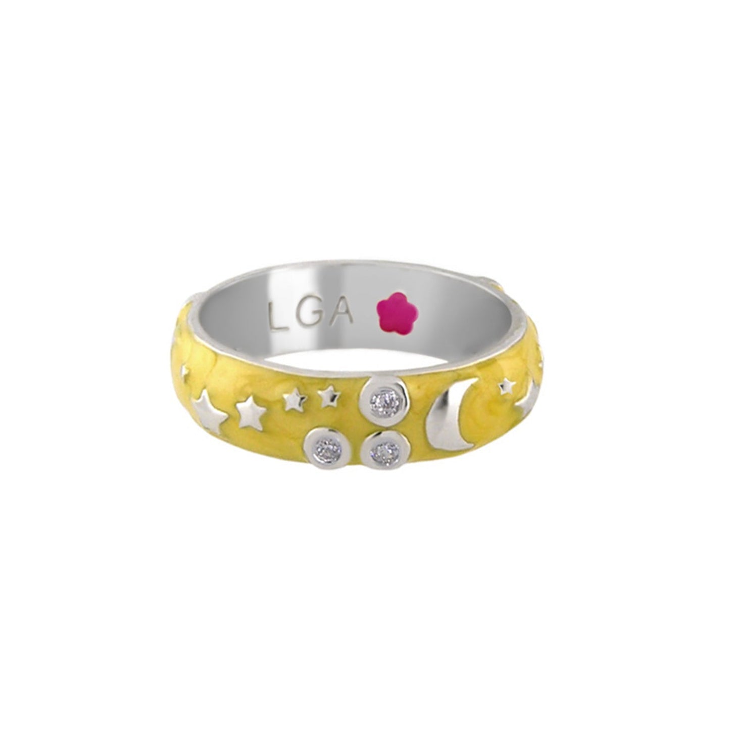 Stackable ring Stars of Night Wide Enamel Band yellow with stars Lauren G Adams on Tampa Home & Garden Store