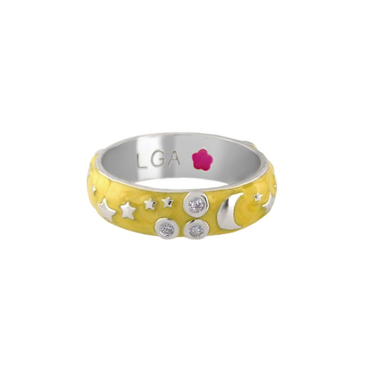 Stackable ring Stars of Night Wide Enamel Band yellow with stars Lauren G Adams on Tampa Home & Garden Store