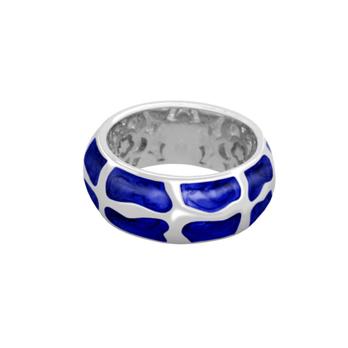 Puzzle Band Ring blue enamel inlaid silver band cobalt blue segments by Lauren G Adams on Tampa Home & Garden Store