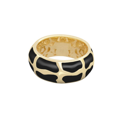 Puzzle Band Ring gold-tone band with black enamel puzzle pattern by Lauren G Adams on Tampa Home & Garden Store