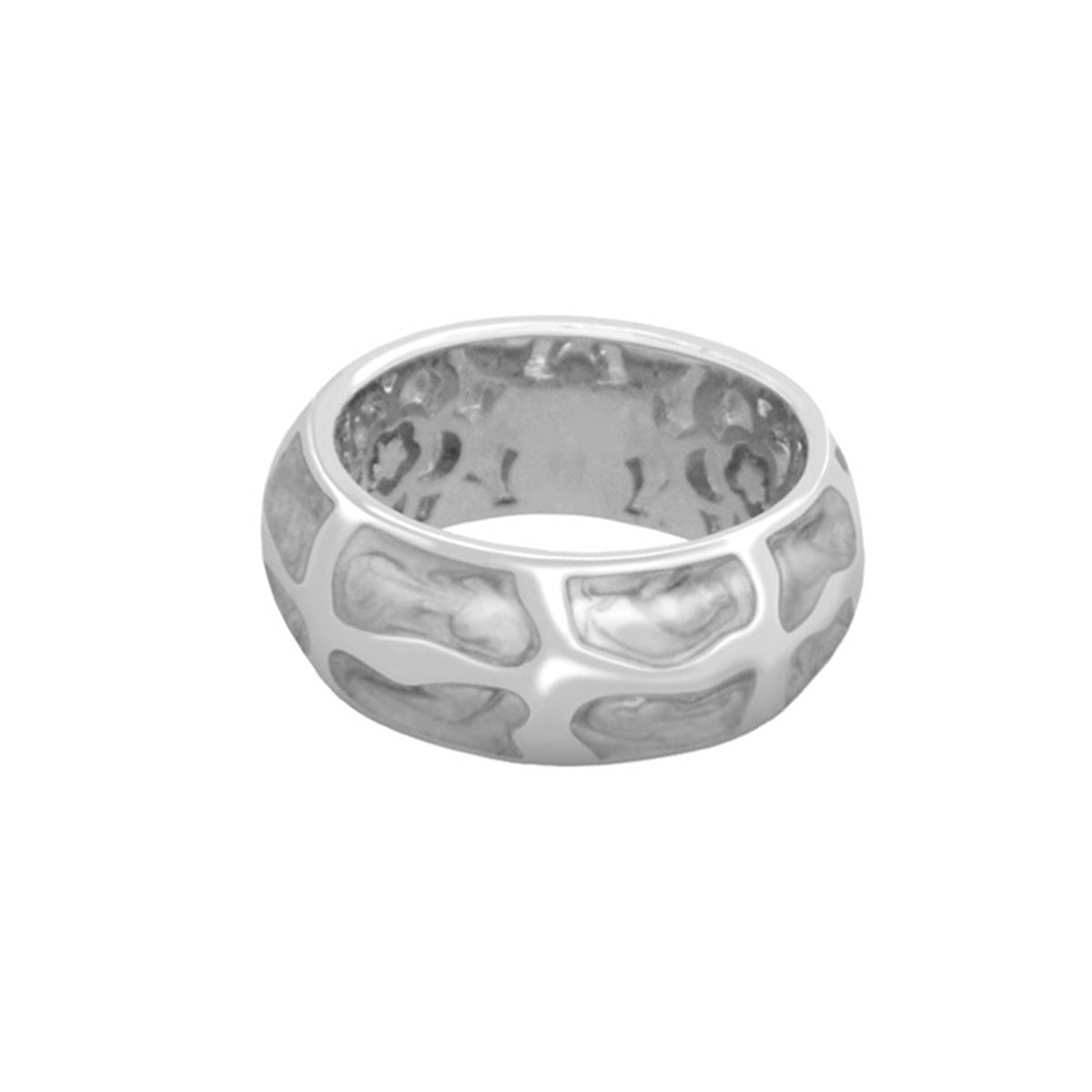 Puzzle Band Ring by Lauren G Adams, sterling silver band with mosaic stone-inlay panels on Tampa Home & Garden Store