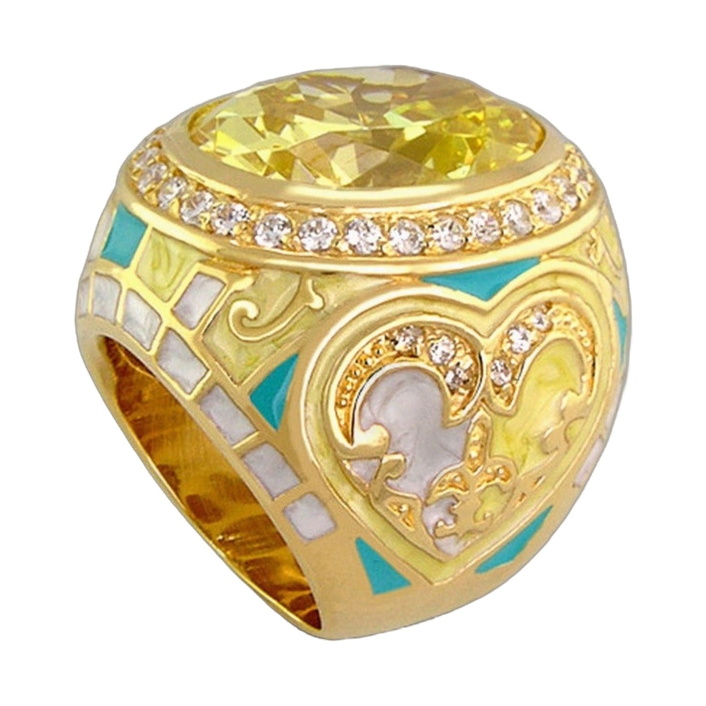 Renaissance Cocktail Ring by Lauren G Adams with a yellow gemstone and diamond accents on Tampa Home & Garden Store