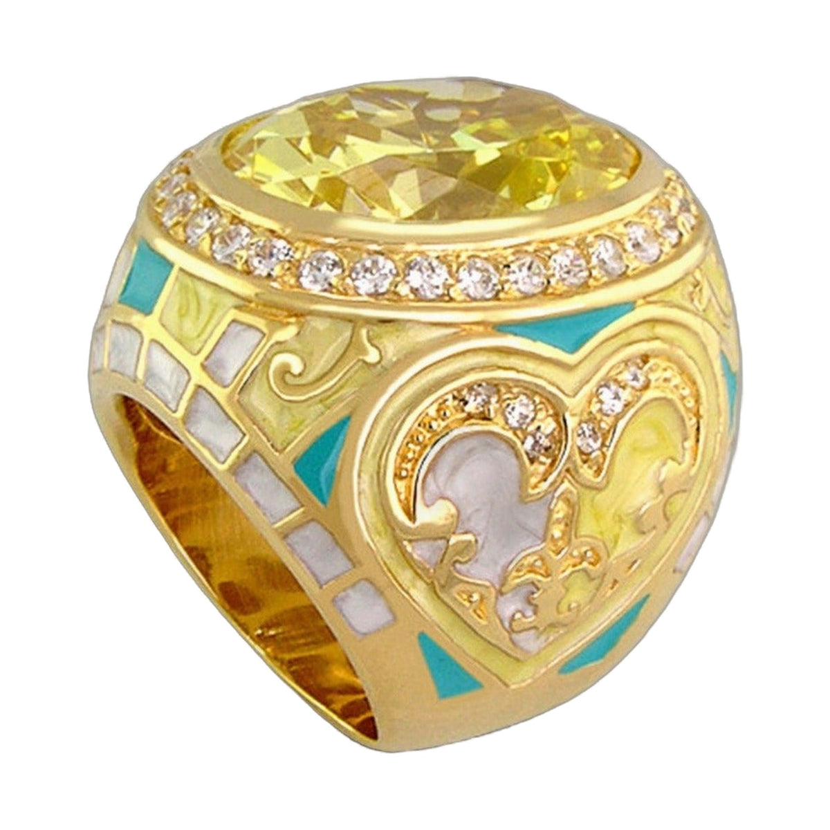 Renaissance Cocktail Ring by Lauren G Adams with yellow gemstone, diamonds and gold band on Tampa Home & Garden Store