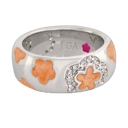Daisy Love Stackable Ring by Lauren G Adams, silver band with floral accents and crystals on Tampa Home & Garden Store