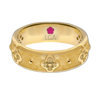 Clover and Clover ring by Lauren G Adams, gold-tone stackable with clover motif LGA inside on Tampa Home & Garden Store