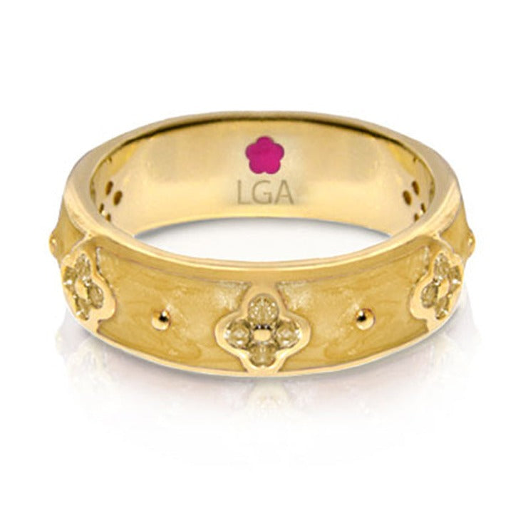 Clover and Clover ring by Lauren G Adams, gold-tone clover motif LGA inside on Tampa Home & Garden Store