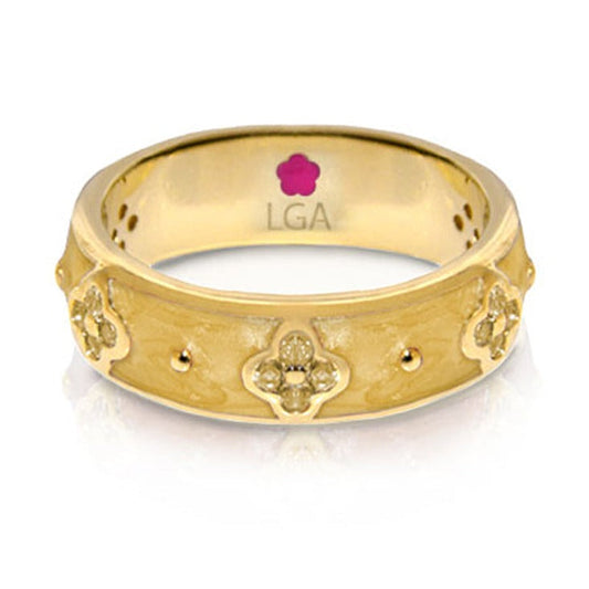 Clover and Clover ring by Lauren G Adams, gold-tone clover motif LGA inside on Tampa Home & Garden Store