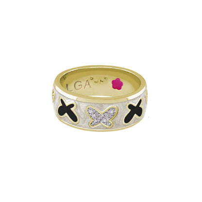 Butterfly Ring by Lauren G Adams pave butterfly band in gold and silver with black butterflies on Tampa Home & Garden Store